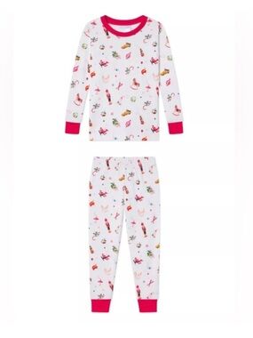 Lake Pajamas Kids Long Long Pajama Set in Ornaments SZ 8 NEW